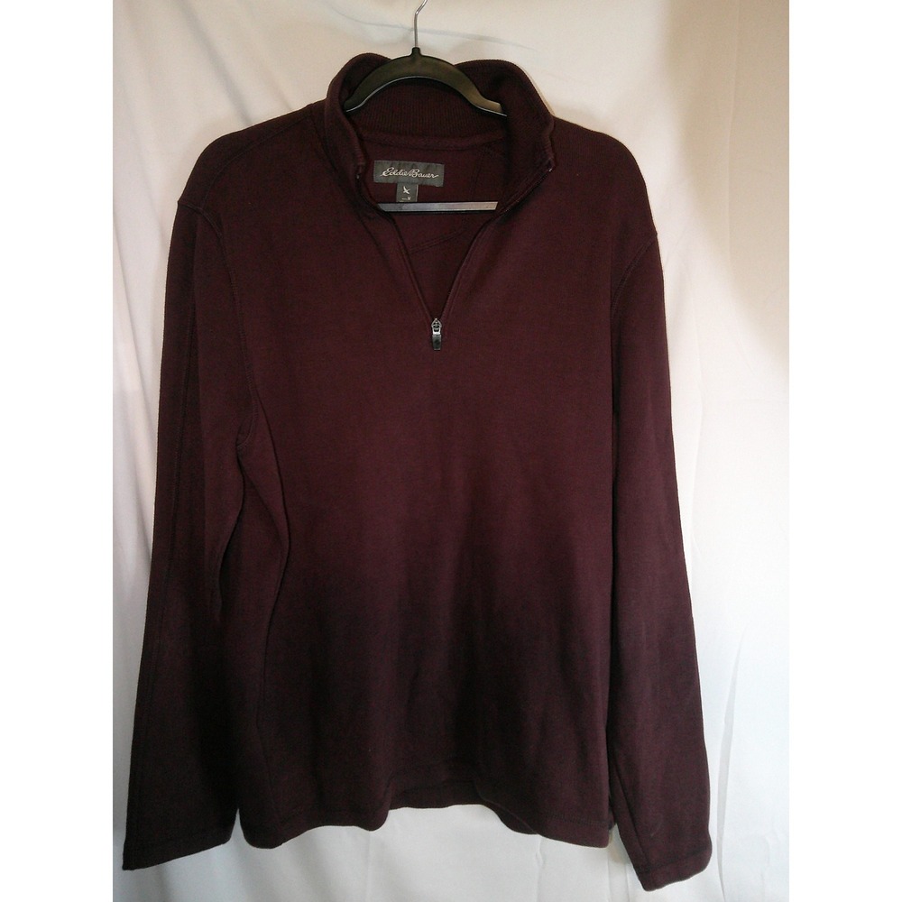 Eddie Bauer Mens 1/4 Zip Pullover Long Sleeve Burgundy Sweater Medium‎